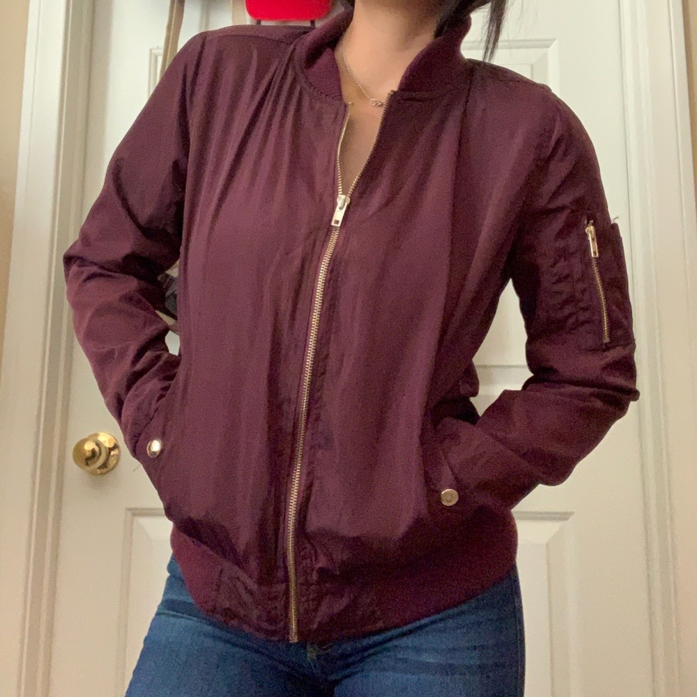 Burgundy Bomber Jacket